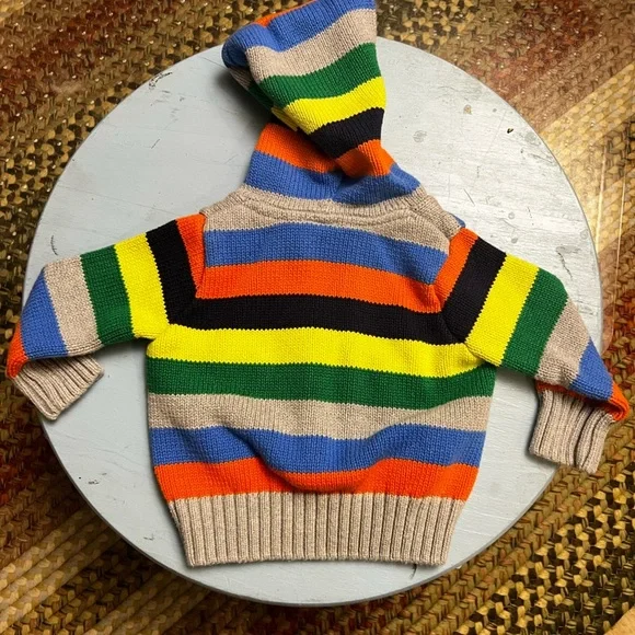 Carter’s Baby Multi Colorful Striped 100% Cotton Hoodie Sweater size 6 months - Picture 3 of 6